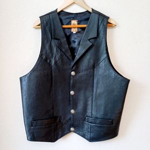 Men's Black Leather Vest